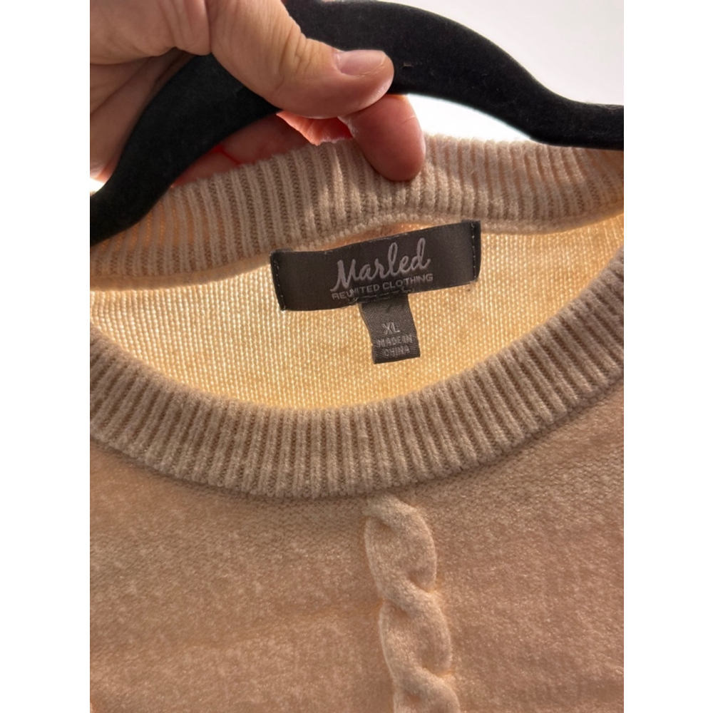 Women's Marled Cozy Soft Bell Sleeve Sweater Beige XL - Picture 4 of 5
